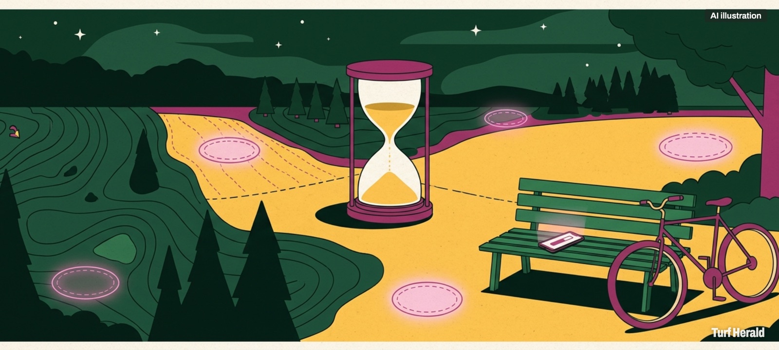 Illustration of the planned Resting hour break between Turf rounds, based on Turf Crew's announcement of 22 October 2026; the required app update had not been released as of that date. Image made 29 October 2026.